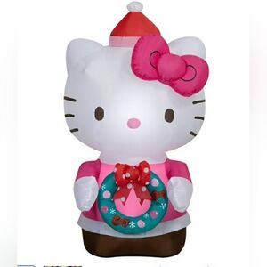 Hello Kitty 4.5ft Inflattable Lawn Ornament Holiday Christmas New In Box